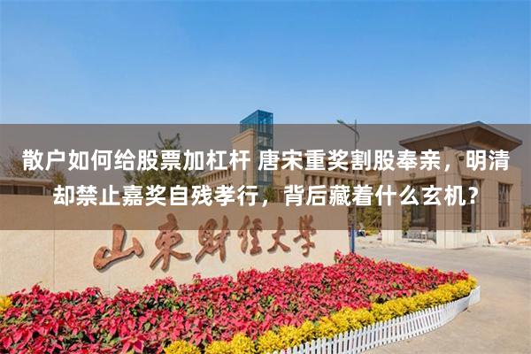 散户如何给股票加杠杆 唐宋重奖割股奉亲，明清却禁止嘉奖自残孝行，背后藏着什么玄机？